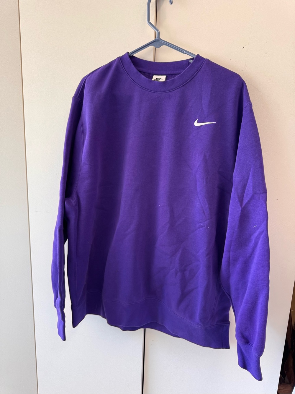Nike Purple Crewneck Sweatshirt with White Swoosh Logo